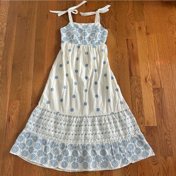 American Eagle Outfitters Blue and Off-White Floral Maxi Dress L - Picture 3 of 16